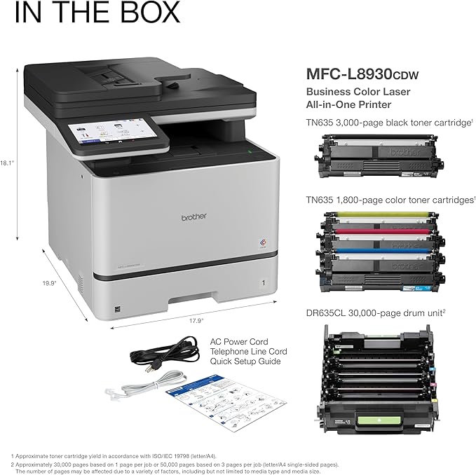 Brother MFC-L8930CDW Business Color Laser All-in-One Printer with Duplex Print, Scan, Copy, Low-Cost Printing, and Advanced Security Features