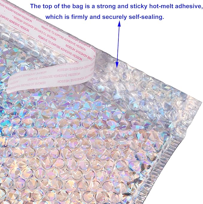 30 PCS Holographic Bubble Mailers 15.7 x 11.8 Inch, Silver Padded Envelopes Self Sealing Metallic Bubble Lined Adhesive Cushion Envelopes for Shipping, Mailing