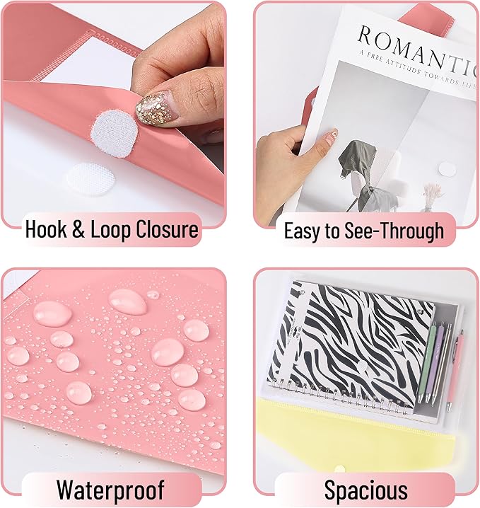 Mr. Pen- Clear Plastic Envelopes, 10 Pack, A4, Letter Size, Colorful, Clear Folders for Documents Plastic Envelopes for Documents