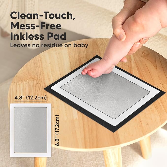 1-Pack Inkless Baby Hand and Footprint Kit - Mess Free Ink Pad for Newborn Keepsake, Dog Nose & Paw Print Kit, Clean Touch Ink Pad for Baby Hand & Footprints, Ideal New Mom Gifts (Silver, Jumbo)
