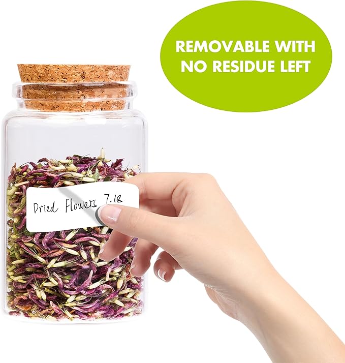 2000 Removable Freezer Labels, Water/Oil/Tear Resistant Blank Food Stickers with Perforation Line for Refrigerator, Food Containers, Jars, Pantry Organization (1” x 2”, 2 Rolls)