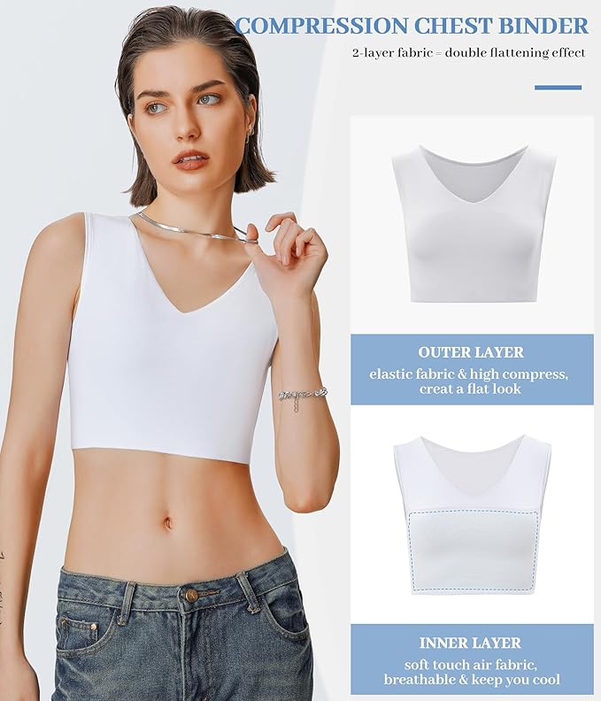 Rolewpy Chest Binder for Transgender FTM Women Binder Bra Tomboy Breast Binder Tank Top