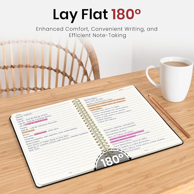 Lined Spiral Journal Notebook for Women, 50 Pack, A5 College Ruled Journals for Writing, Hardcover Notebooks for Work, Note taking and Office School Supplies,140 Pages, 50 Pcs - Black