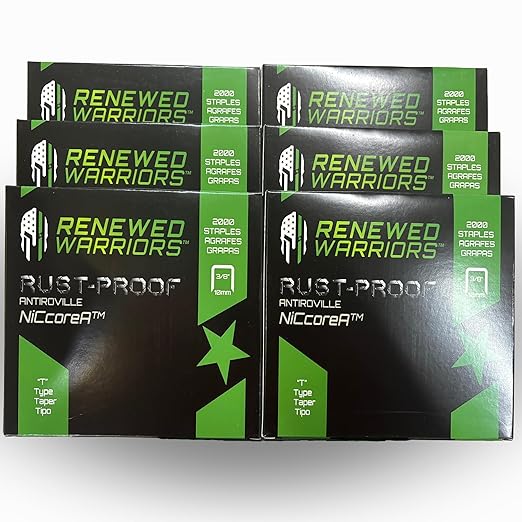 NiCcoreA Rustproof Staples T50 (3/8" Leg; 3/8" Crown) Outperforms Stainless Steel Staples 1/2 Marine; T/50 Type T-50 Staple - Compare to Monel (SIX 2000 Packs - 12000)