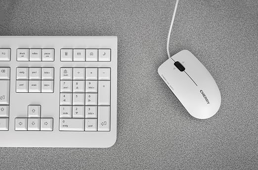 Cherry KC 1000, Wired Keyboard with Number Pad for PC/Laptop, Plug & Play (USB-A Connection), Slim Design, Whisper Quiet Typing, 4 Hot Keys, QWERTY, Pale Gray