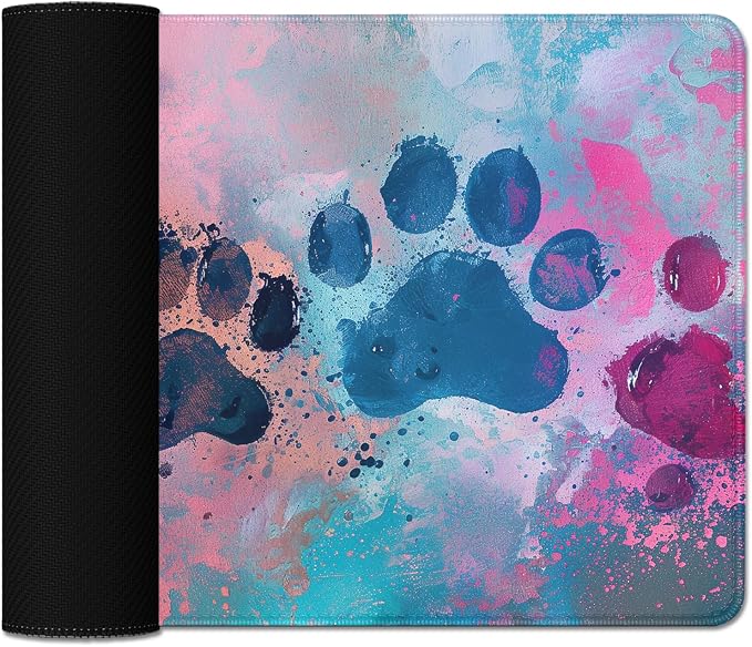 Cute Dog Paw Print Mouse Pad Desk Mat,Large Mouse Pads Desk,Full Mouse Pad | Stitched Edges Rubber Non-slip Office Study XL Long Extended Gaming for Computer Keyboard Laptop PC