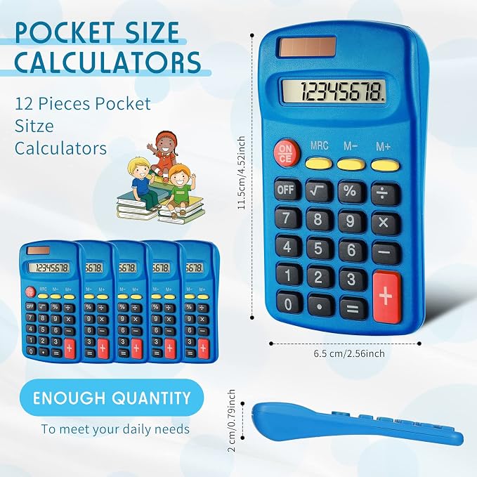 Youyole 20 Pieces Pocket Calculator Bulk Solar for Calculating Basic Mini Dual Power 10 Function Calculator Small for Display Desktop Office, No Battery