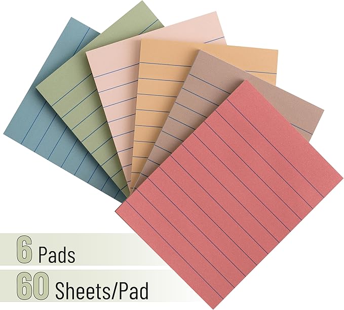 Mr. Pen- Lined Sticky Notes, 3”x4”, 360 Sheets, Vintage Colors,Colorful Sticky Notes with Lines, Sticky Note Pads, Mr Pen Sticky Notes, Stocky Notes for Bible Journaling