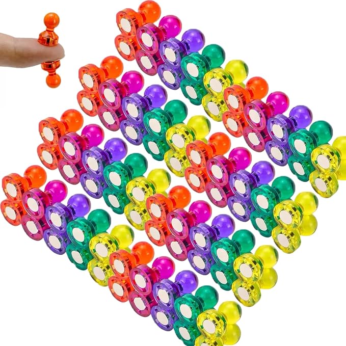 Strong Fridge Magnets, 80 Pack, 11 x 17 mm Multicolor, Heavy-Duty Magnetic Push Pins for Refrigerator, Whiteboard, Office, Classroom, Kitchen & Locker Decoration