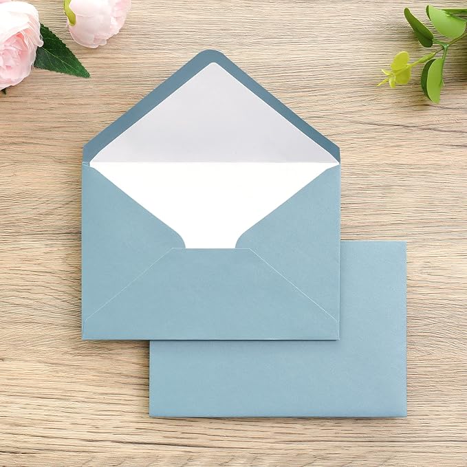 PONATIA 50PCS/Pack A4 Envelopes 4x6 Envelopes for Weddings Invitations, Birthday Party Cards, Gift cards Envelopesngs Invitation Cards, (Dusty Blue, A4)