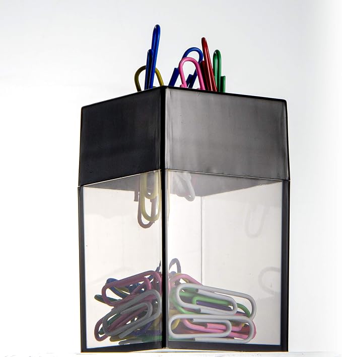 Officemate Small Clip Dispenser with Magnetic Top, Clear/Black (93687)