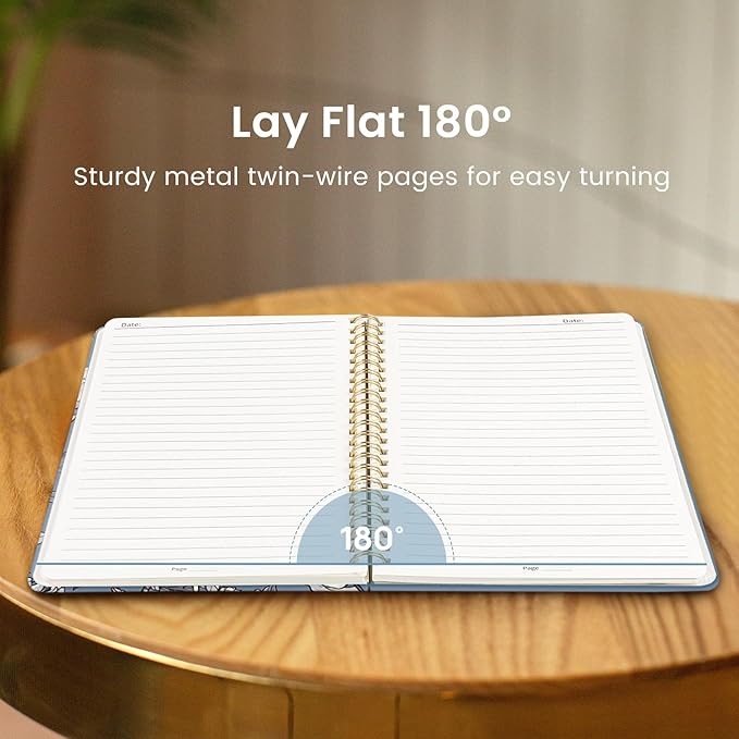 Taja Lined Spiral Journal Notebook for Women, A5 Cute College Ruled Hardcover Notebook for Work & Note Taking, Pretty Journal for Writing, 140 Pages, Butterfly Peony