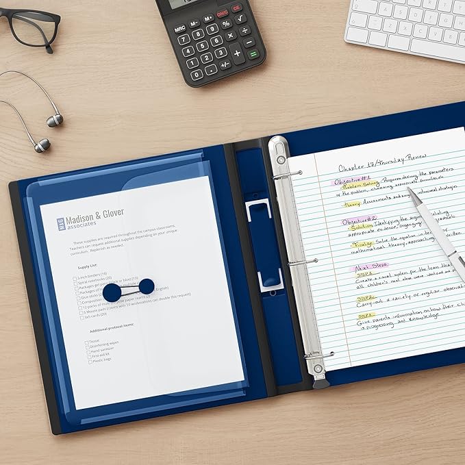 Staples Better View 1.5-Inch D-Ring Binder, Blue – Durable 3-Ring Binder with Clear Overlay for School & Office