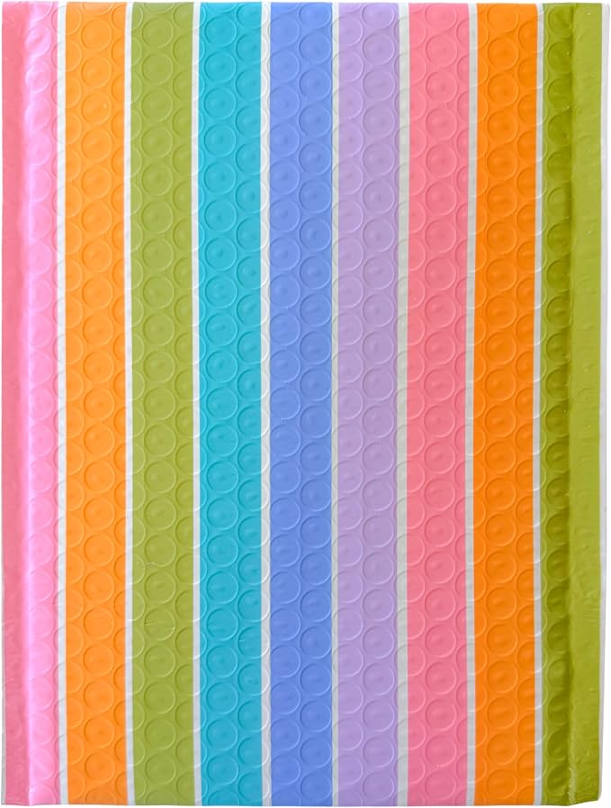 Bubble Mailers 8.5x11, Pastel Stripe, 25 Pack | Heavy Duty, Waterproof, Self Seal, Tear Resistant, Designer Bubble Mailing Envelopes for Small Business Packaging