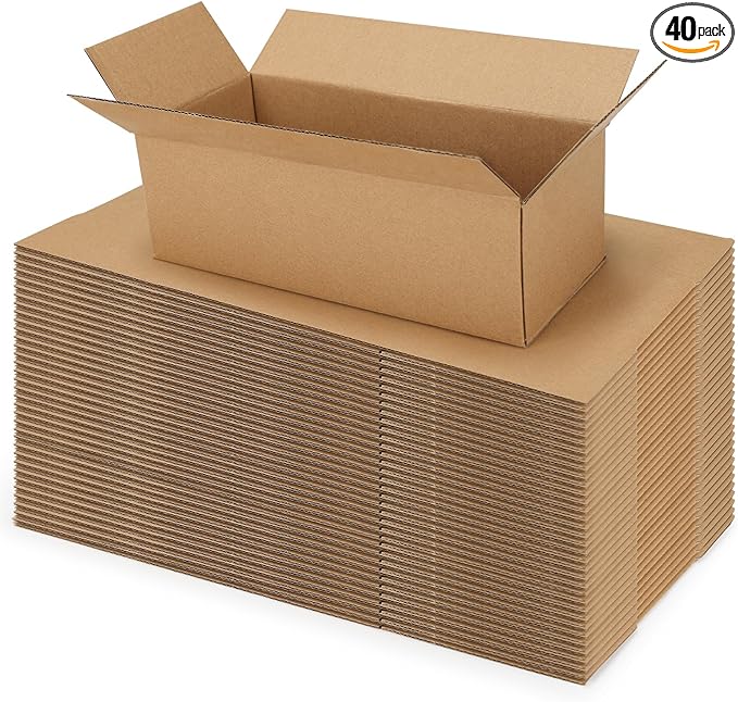 ZBEIVAN Shipping Boxes Mailers 9x4x3 inches Corrugated Cardboard Small Packing Kraft Moving Mailing Box, Pack of 40