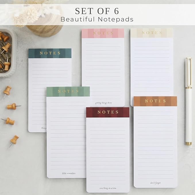 ZICOTO Beautiful Magnetic Notepads for Fridge - Set Of 6 To Do List Pads | Modern Note Pads with Lined Pages to Easily Write Notes and Make Grocery/shopping Lists - Strong Magnets for Refrigerator