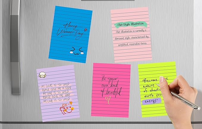 (18 Pack) Lined Sticky Notes 4x6 in Post, Self-Stick Pads Bright Colors Sticky Note, Recyclable, Easy to Post for Home, Office, School