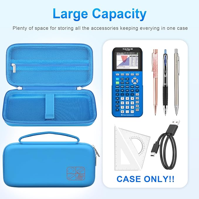 BOVKE Case for TI-84 Plus CE/TI-84 Evo/TI-84 Plus/TI-83 Plus/CE Calculator | Texas Instruments TI-84 Plus CE/TI-84 Evo/TI-84 Plus/TI-83 Plus Color Graphing Calculator Shockproof Carrying Bag, Blue