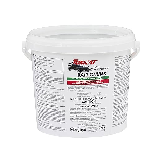 Tomcat with Bromethalin Bait Chunx Pail, Rat and Mice Control for Agricultural Use and Professional Applicators, 4.25 lbs. (Pack of 4)