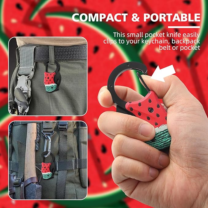 Small Pocket Knife for Women Men,Cute Folding Knife Box Cutter，Mini EDC Knives for Everyday Carry,Folding Utility Knife with Unique Watermelon Design,Ideal Gifts for Men and Women