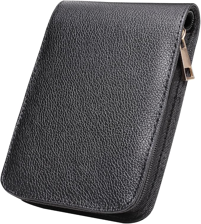 Topoomart Fountain Roller Ball Pen Case Holder PU Leather Bag for 12 Pens Black
