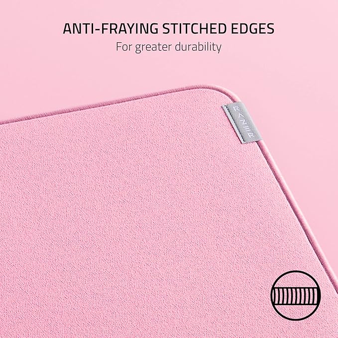 Razer Strider Hybrid Mouse Mat with a Soft Base & Smooth Glide: Firm Gliding Surface - Anti-Slip Base - Rollable & Portable - Anti-Fraying Stitched Edges - Water-Resistant - Large - Quartz Pink