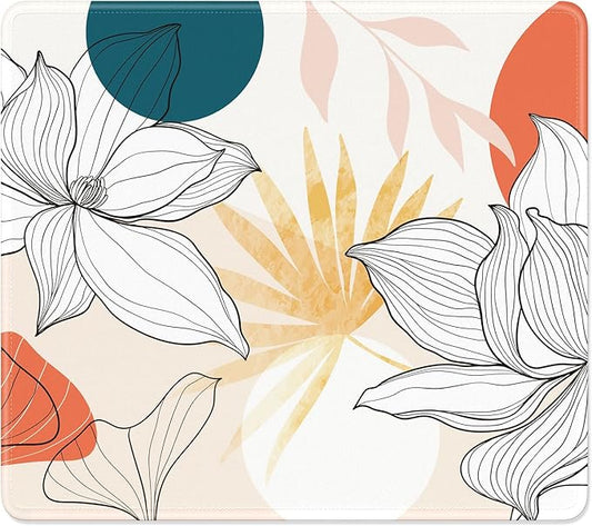 Mouse Pad, Minimalism Marble Style Computer Pad, Anti-Slip Rubber Mouse Mat with Stitched Edges for Gaming, Office, Laptop, PC, Women, 9" x 8" Thick 3 mm, Lotus