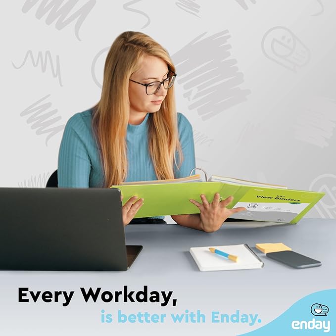Enday 1.5 Inch Binder (12 Pack - Assorted Colors) 3 Ring Binder 1.5 inch with Clear View Cover and 2 Inside Pocket - for Letter Size 8.5 x 11'' Paper, Ideal for School Supplies, Office, and Home