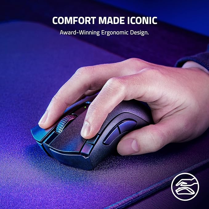 Razer DeathAdder V2 X HyperSpeed: Award-Winning Ergonomic Design - Ultra-Fast Wireless - 235hr Battery Life - 7 Programmable Buttons - Gen 2 Mechanical Switches - 5G 14K DPI Optical Sensor