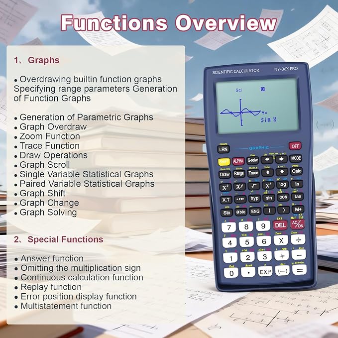 Graphing Scientific Calculators GUYUCOM 36X Pro Office Calculators for High School with 360 Functions Financial Calculator Desktop Multi-Line 13 Digit 3-in Display School Supplies for Student Teacher