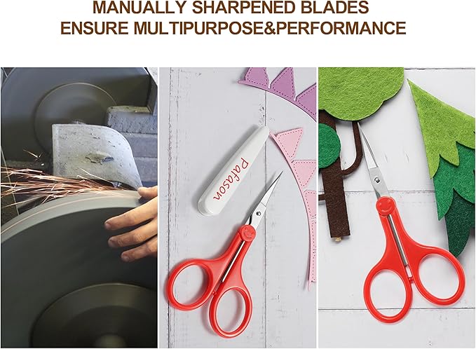 PAFASON Sharp Point Craft Scissor Set 2 PC Straight Curved for Scrapbooking Quilting DIY Sewing Knitting Embroidery Cross Stitch Crochet Thread Yarn Paper Detail Cutting Stainless Steel Safety Case