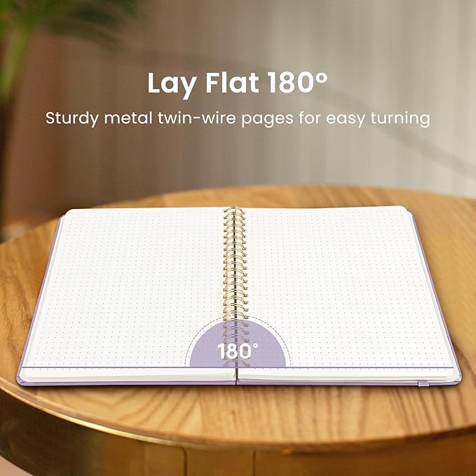 Taja Dotted Spiral Journal Notebook for Women & Men, 140 Pages, Dotted Notebook for Journaling & Note Taking, Journals for Writing, A5(5.7" x 7.9") – Purple
