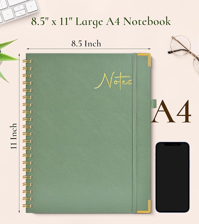 Hardcover Spiral Notebook Journal 8.5” x 11”, A4 Large Cute Notebooks for Women Men, Lined College Ruled Notebook, 100 GSM Paper, Spiral Bound Journals for Work School Note Taking Business, Petite Blooms