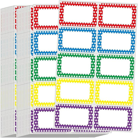 L LIKED 400 Stickers - 3.5" x 2.25"Colors Plain Name tag Labels with Perforated Line for School Office Home (Star - 400 Labels)