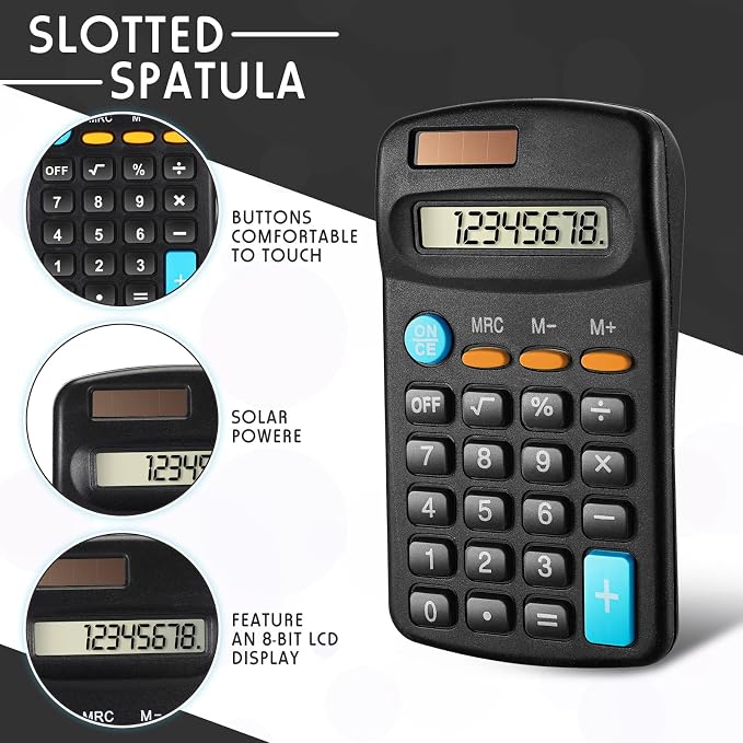 Flutesan 24 Pack Small Pocket Calculators Bulk for Students School,Black | Pocket size mini design, solar & battery dual powered, school classroom office home use