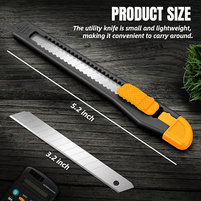 4 Pack Box Cutter Retractable, Utility Knife 9MM Wide Snap-Off Blades, Exacto Knife for Cutting Box, Wrapping, Cardboard, Extended Razor Knife, Box Opener Perfect for Office, Home, School | Snap-off blades, exacto knife and box opener for boxes, carton...