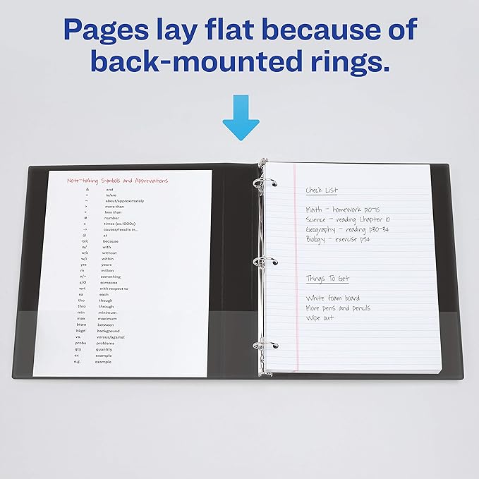 Avery Economy View 3 Ring Binder, 0.5" Round Rings, 100-Sheet Capacity, 0.7 Inch Wide Spine, Great for Home, School Supplies, Office, or Organization Needs, 1 Black Binder (05751) (Pack of 12)