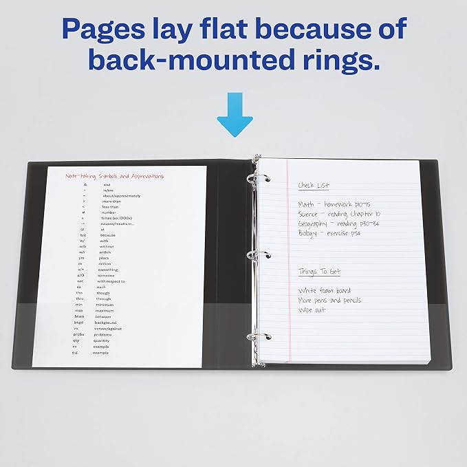 Avery Economy View 3 Ring Binder, 2" Round Rings, 1 Black Binder (05781) (Pack of 2)