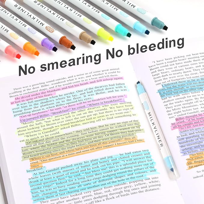 HANKU Pastel Highlighters No Bleed for Bible Study, 24 Assorted Colors | Dual Tip Bible Markers, Quick Dry Smooth Write, for Journaling Back to School Office Supplies Planner Accessories