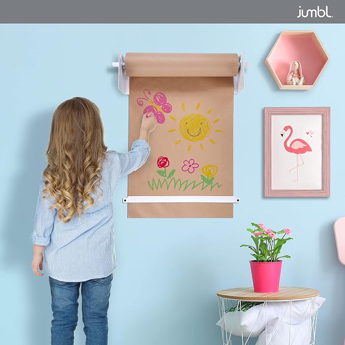 Jumbl 18” Wall Mounted Kraft Paper Dispenser | Hanging Paper Roll with Cutter for Kitchen, DIY Room, Office, Business, & More | Great for to-Do Lists, Menus, Grocery Lists, & Art Projects