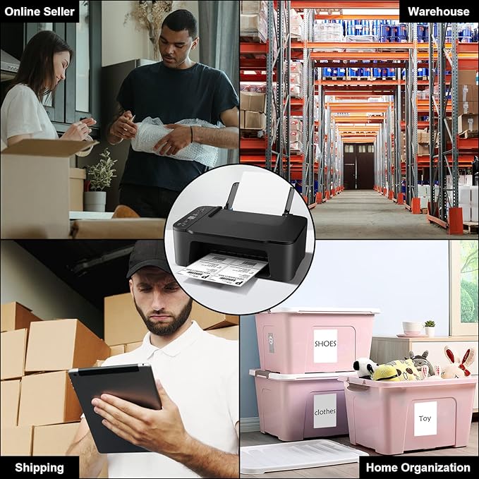 LabelMore 8.5'' x 5.5'' Half Sheet Self Adhesive Shipping Labels for Laser & Inkjet Printers - Rounded Corner - 1000 Labels - Shipping Labels 2 Per Sheet