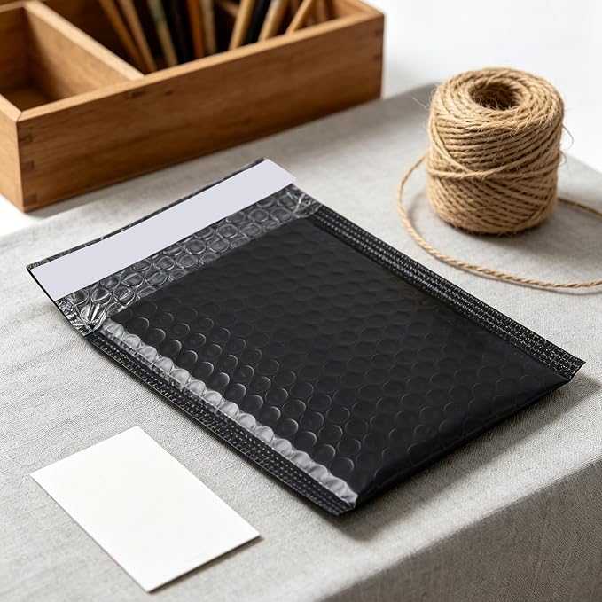 100 PCS 5 x 6 Inch Poly Bubble Mailers, Black Waterproof Padded Mailing Envelopes, Practical Self Seal Adhesive Shipping Bags for Small Business Packing Mailing Supplies