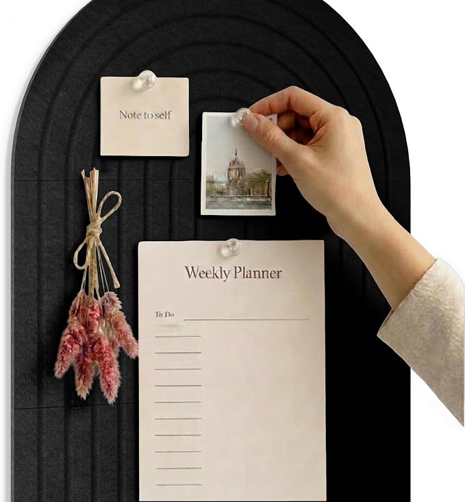 6 Pack Arched Felt Bulletin Board Tiles Cork Board Alternative 35"x24" | Vision Board with Felt Storage Bag, Adhesive Felt Wall Tiles with 50PCS Pushpins for Office, Home Wall Decor & Photo Display