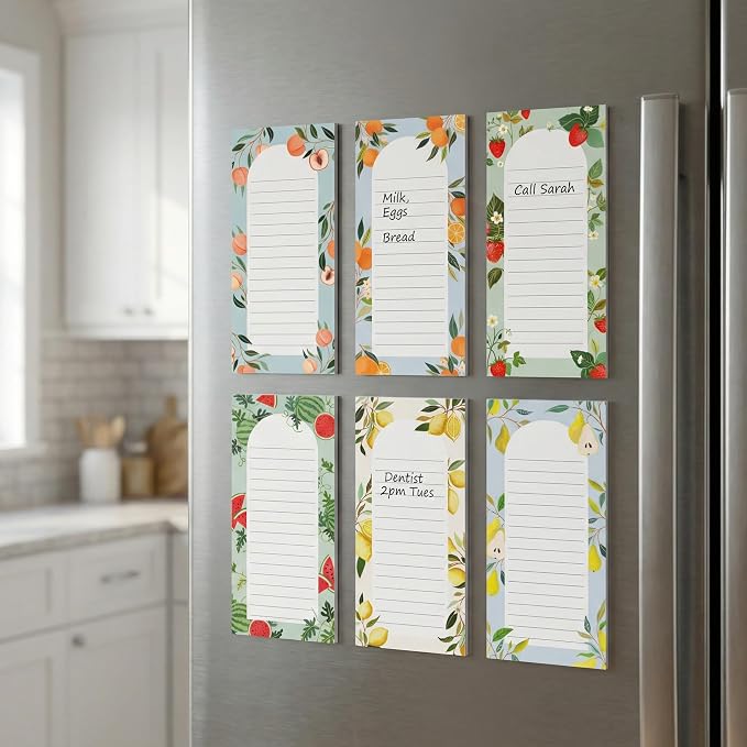 ZICOTO Beautiful Magnetic Notepads for Fridge - Set Of 6 To Do List Pads | Modern Note Pads with Lined Pages to Easily Write Notes and Make Grocery/shopping Lists - Strong Magnets for Refrigerator