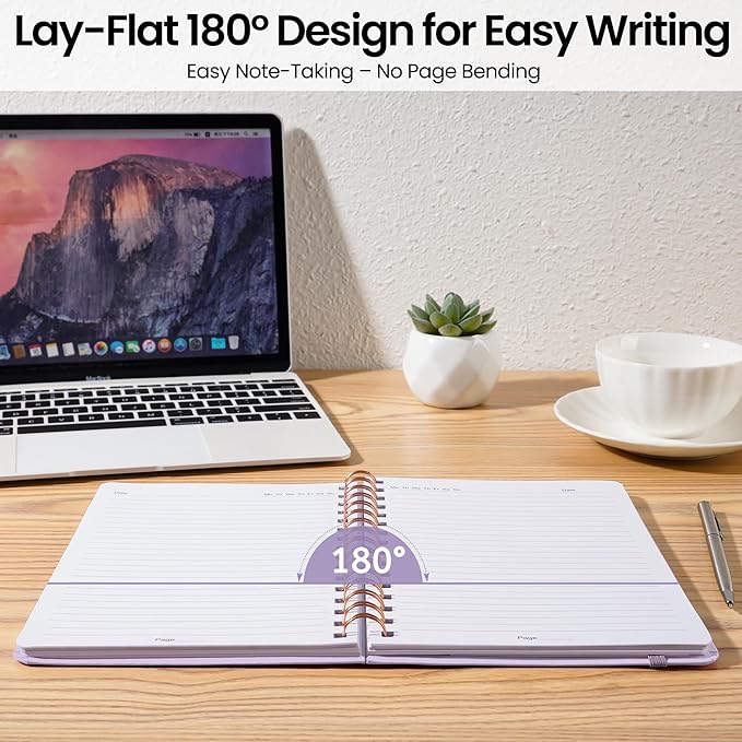 Lined Spiral Journal Notebook, A5 College Ruled Notebook for Journaling, Note-Taking, and Daily Planning, Durable Hardcover with an Elegant Design, Light Purple