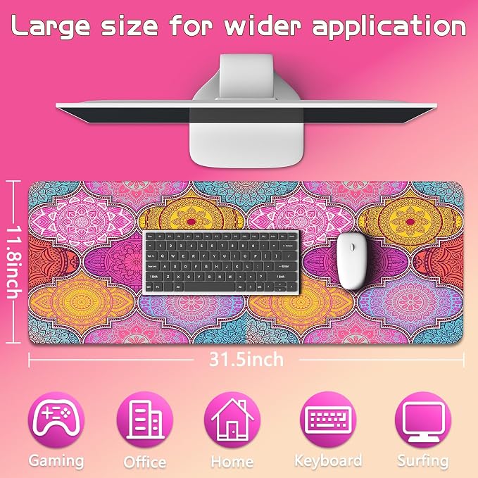Mouse Pad Gaming - Desk Mat for Keyboard and Mouse - Large Mouse Pads for Desk, Gaming Mousepad with Non-Slip Base, Desks Pad (31.5" X 11.8") for Game, Office and Home
