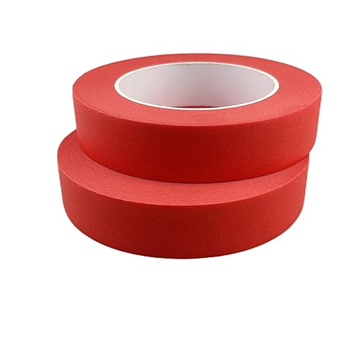 Red Masking Tape, 1 Inch x 55 Yards, 2 Rolls, Painters Tape for Painting, Home, Office, School Stationery, Arts, Crafts, Decoration