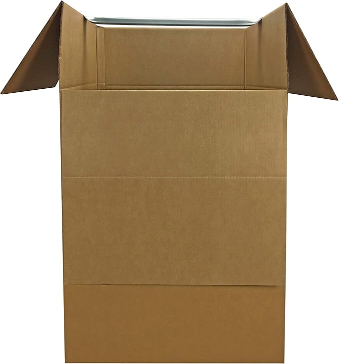 Amazon Basics Wardrobe Clothing Moving Boxes with Bar, 6 Pack, Brown, 24" x 24" x 40"