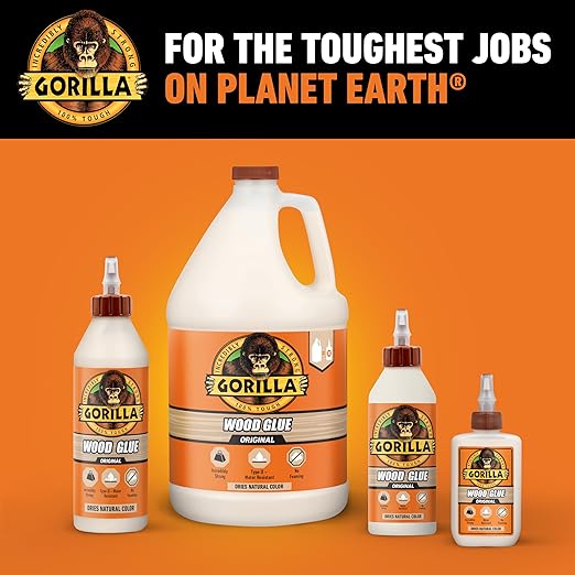 Gorilla Wood Glue, Natural Wood Color, 1 Gallon Bottle (Pack of 1) - Water Resistant for Indoor or Outdoor Projects and Repairs