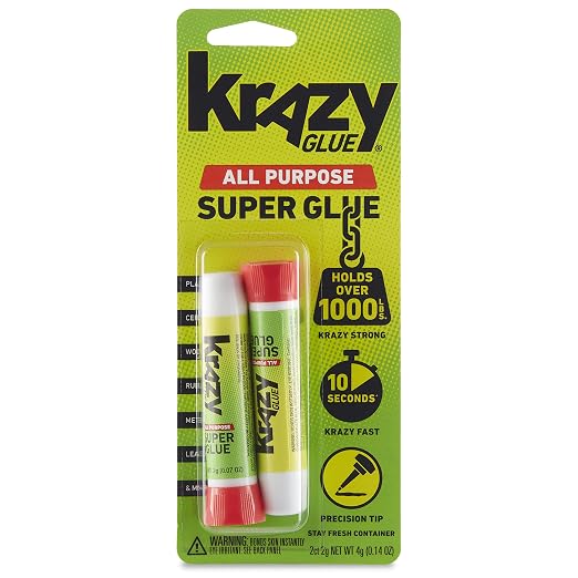 Krazy Glue All-Purpose Super Glue Tube 2g (2 Pack) Great for Everyday Household Repairs; Forms an Extra-Strong Bond on Wood, Rubber, Glass, Metal, Plastic and Ceramic
